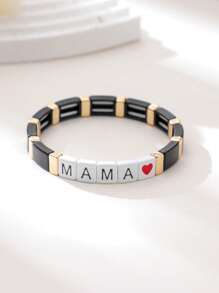 1 szt. Bransoletka z literami w stylu europejskim i amerykańskim, modny i artystyczny rozciągliwy mankiet - Stylowa błyszcząca bransoletka - Zobacz 16