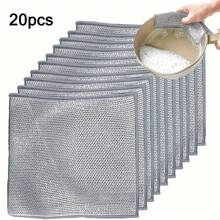 10/20/30/40/50pcs Cleaning Cloths - Non-Stick, Oil-Free Mesh For Kitchen Stove & Pot Scrubbing, Ideal For Range Hood, Sink & Stain Removal