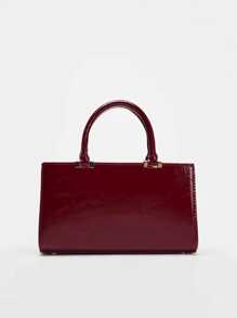 跨境女包秋季新品，深红色纹理高级迷你单肩斜挎手提包，时尚百搭，防水面料，可调节金属五金链条，适合聚会通勤 - 酒紅色 - 查看 1