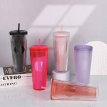 1pc Vertical Pattern Cup 24oz Office Water Cup Family Outdoor Water Cup Light And Portable - Multicolor - View 2