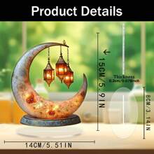 Pieza decorativa de luna creciente acrílica para Eid Al-Fitr, accesorio colgante para el mostrador de la sala de estar del hogar, artículo de decoración festiva