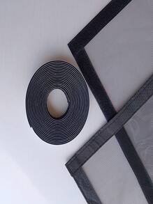 新款菱形网格边黑色蚊帐 家用自粘防蝇网 隐形纱门蚊帐 简易安装 升级材质防蚊网 - 黑色 - 查看 4