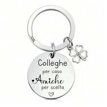 1 pezzo Portachiavi in acciaio inossidabile a forma di quadrifoglio portafortuna, un regalo di amicizia adatto per colleghi, amici, Ringraziamento, compleanno, accessori per auto, ciondolo per borse, accessori scolastici, stile gotico carino Y2K - Argento - Visualizzare 3