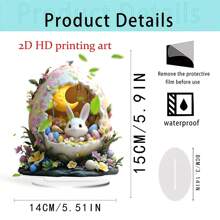 Easter Cute Plush Rabbit Acrylic Ornament With Star & Moon Eggshell Decor, Home Desktop Display - Multicolor - View 11