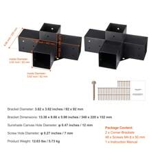 Pergola Bracket Kit 4''x4''(Inner Size 3.6x3.6)&6''x6''(Inner Size 5.6x5.6), 2&4&8pcs 3&4-Way Heavy Duty Corner Bracket Woodworks DIY Post Base Kit, Easy Installation Wooden Beams For Gazebos, Patio Pergolas, Log Cabin Outdoor - 4''x4'' 2pcs 4-way - View 7