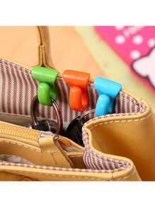 4 件随机颜色钥匙链挂钩，帮助您快速从包中找到钥匙，节省时间，墙壁相框，自粘式墙钩，挂钩，挂钩，墙钩，浴室，毛巾架，挂钩，墙钩，挂钩，墙钩，门挂钩 - 彩色 - 查看 4