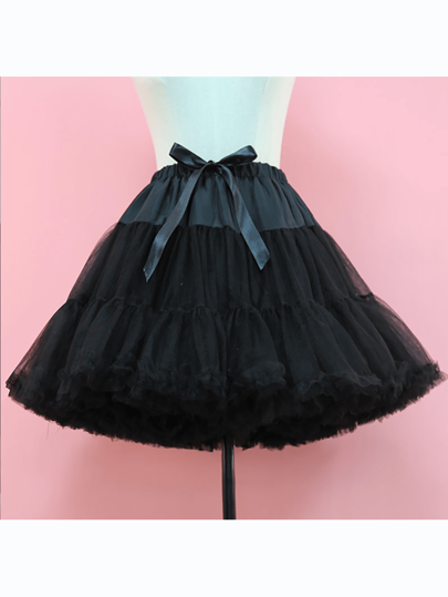 1pc Polyester Women Plain Color Underskirt, Daily Use Soft Chiffon Petticoat Cloud-Like Fluffy And Comfortable For All Seasons Fall Clothes For Women