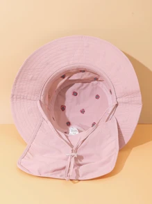 1pc Kids Cartoon Embroidered Waterproof Sun Ion Quick-Dry Neck Covering Sun Hat For Outdoor Camping, Can Be Used As Gift - Multicolor - View 4