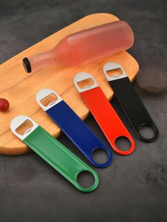 Stainless Steel Beer Bottle Opener Color Flat Large Draw Beer Opener Dipped Plastic Soda Drink Opener, For Outdoor, Camping, Gift For Father