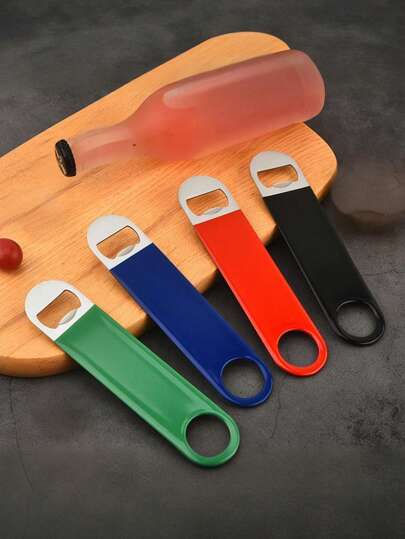 不锈钢啤酒开瓶器彩色扁平大号抽拉啤酒开瓶器浸塑苏打饮料开瓶器，适用于户外、露营、送给父亲的礼物