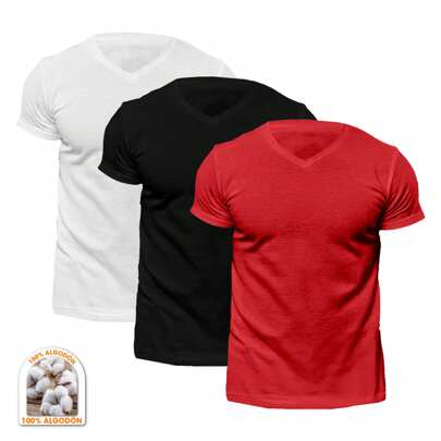  Juego de 3 Camisetas Playeras para Hombre Cuello en V THAT'S HOT, 100% Algodón, Cómoda y Juvenil - Moda Cabellero Cómodo Elegante Casual Confortable Excelente Calidad para Caballero, Moderno, Actual. El mejor regalo para Novio, Hijo, Esposo, Papa, Tio, Amigo, Aniversario, San Valentín, Dia del padre, Navidad, Cumpleaños. BHI23-4562-TRES