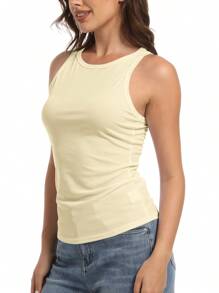 GEREARC Women's Cute Crew Neck Tank Tops Breathable Slim Fit Sleeveless Design Going Out Tops