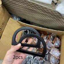 1 对高端木质手提包手柄，圆形 D 形竹木钱包配件 - 彩色 - 查看 12