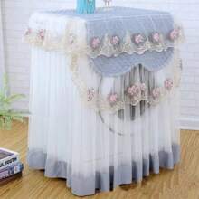 1pc Lace Embroidery Washing Machine Cover, Waterproof Dustproof Automatic Washing Machine Protector, Fit For 8kg/10kg Washing Machines