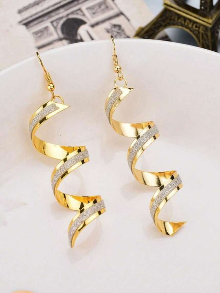 2 stuks modieuze overdreven matte glitter spiraalvormige oorringen