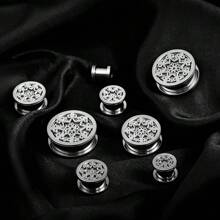 2 件装 316 不锈钢圆形镂空耳塞扩张器耳洞扩张器穿孔女士男士身体饰品 - 多色 - 查看 7