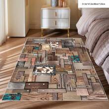 1pc Crystal Velvet Embossed Plaid Area Rug/Doormat - 5mm Thick, Waterproof, Non-Slip, Easy Clean, Machine Washable, Soft & Comfortable, Suitable For Entryway, Kitchen, Living Room, Bedroom, Hallway, Bathroom, Laundry Room - Carpet Decor