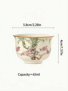 1pc/2pcs/4pcs精美陶瓷茶杯高端汝窑家用茶杯聚会下午茶花茶杯送礼佳品赠他人陶瓷杯 - 彩色 - 查看 3