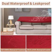 Funda de sofá impermeable, funda de sofá impermeable doble, funda de sofá de jacquard elástico, protector de muebles a prueba de fugas para niños, mascotas, perros y gatos - Rojo - Ver 3