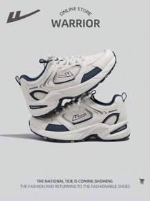 1 pereche de sport, plasă, respirabil, cu șireturi în față, cu talpă groasă, culoare contrastantă, versatilă, joasă, pantofi casual sport în aer liber