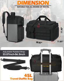 Gym Bag For Men, 45L Sports Travel Duffel Bag With Shoe & Laptop Compartment, Gym Workout Backpack Carry On Weekender Bag Overnight Backpack For Travel - Black - View 4
