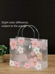 1-Pack Premium PVC Transparent Flower Shopping & Gift Bag With Handles - Plastic Tote For Clothing And Merchandise - Multicolor - View 4