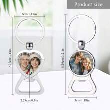 定制个性化照片/文字开瓶器钥匙扣，心形和圆形开瓶器钥匙圈，送给男朋友爸爸丈夫生日周年纪念父亲节的理想礼物