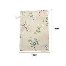 1/5/10/20 件花卉和蜜蜂图案粗麻布抽绳礼品袋 - 优雅的白色面料礼品袋，适用于婚礼、派对、生日、小礼品袋 - 包裝袋 - 查看 3