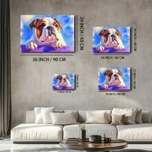 1 Pc, A Watercolor Painting Of An English Bulldog With White And Brown, Original, Canvas, Wall Art, Living Room Wall Decorations, Bedrooms, Bathrooms, Frame Poster Art Prints, Hanging Paintings, Home Decoration, Festivals. Home 4