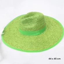 Bohemian Style Solid Color Colorblocking Casual Elegant Sun Hat, UV Protection, Hand-Made, Suitable For Spring, Summer And Autumn - Green - View 4