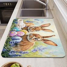 1 件复活节彩蛋咖啡机三脚架，可定制硅胶吸水垫，家居装饰，酒店和餐厅耐热桌垫