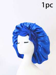 1pc Bow Floppy Band Sleeping Hat Beauty Cleaning Hair Care Hat Moon Hood Hat Wide Brim Elastic Hat Women's Solid Color Brim With Elastic Band, Fashionable And Comfortable Sleeping Cap, Breathable And Soft, Suitable For Long And Curly Hair, Non-Slip, Suitable For Sleeping, Home And Daily Use, Hair Care Cap Back To School