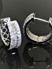 1pair Elegant Half Circle Zirconia Stud Earrings Ladies Jewelry For Women 925 Sterling Silver Simple Earrings Fine Jewelry Gifts For Girls Daily Life Dating Decor For Prom Party - Style 1 - View 6