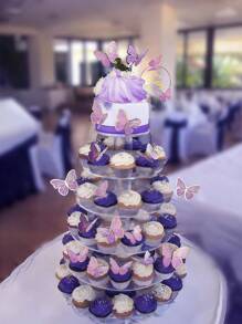 48只威化纸蝴蝶套装，粉色蛋糕装饰，纸杯蛋糕装饰，蝴蝶蛋糕装饰 - 多种尺寸，优质手工蝴蝶蛋糕装饰和纸杯蛋糕装饰，威化纸蝴蝶纸杯蛋糕装饰，紫色蛋糕装饰 - 彩色 - 查看 6