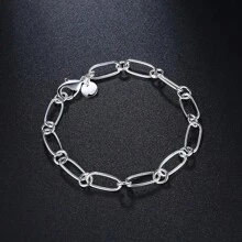 925 Sterling Silver Simple Chain Bracelet For Woman Man Wedding Party Fashion Jewelry