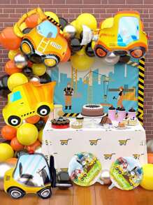 6 piezas Globos de construcción con diseños de excavadora, camión, montacargas, bulldozer, globos de papel de aluminio para fiestas de cumpleaños con temática de construcción, suministros y decoraciones para la fiesta del camión