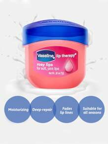 Vaseline Bálsamo labial rosado Vaseline, hidratante, repara la resequedad, atenúa las líneas de los labios, mejora el brillo, suaviza los labios, con extractos de rosa y vitamina E, hidratación duradera, reparación profunda, atenúa las líneas de los labios, apto para todo tipo de piel