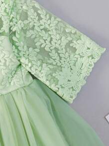 女婴 0-2 岁浅绿色婚礼花童礼服，蓬松薄纱，适合生日、婚礼活动 - 綠色 - 查看 5