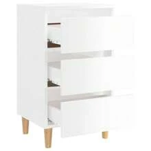 Tables repose-pieds en bois 2 pcs blanc brillant 40x35x69 cm