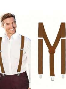 Solid Color Men Suspender With 3 Strong Clips Adjustable Braces Suitable For Teen Summer Casual Outdoor Athletic Or Vacation Travel Or Graduation Gifts Or Birthday Dress Accessories Or Daily Wear