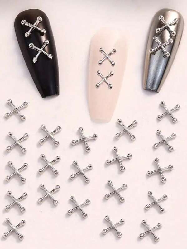 20pcs Nail Charms, Gothic Punk Alloy 3D Metal Nail Art Cabochons For DIY Nail Designs Accessories
