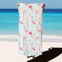 1 Pc Extra Large Flamingo Print Ultra-Soft Microfiber Beach Towel - Quick Dry, Non-Stick And Extra Plush, Skin-Friendly And Portable, Suitable For Fun Travel, Yoga, Picnic And Pool Party Summer,Holiday - Multicolor - View 24
