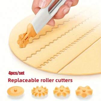 1PC Four In One Plastic Dough Cutting Set - Multifunctional Dough Cutting Knife With Flower Shaped Edges, Baking Kitchen Molding Tool, Pastry Seal Accessory, Pizza And Cake Dough Divider And Molding Tool, Ideal Kitchen Tool For Various Festivals