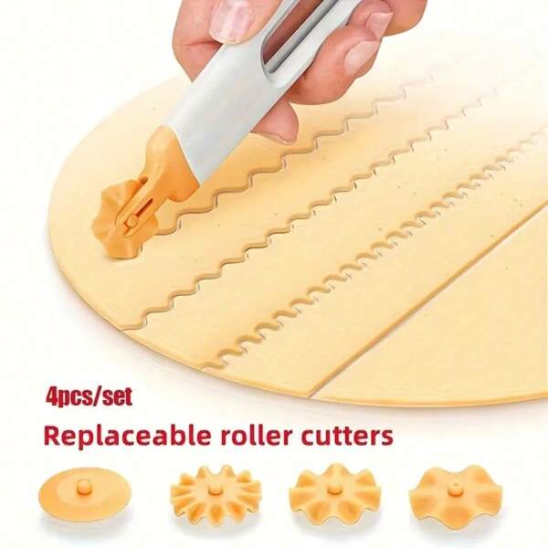 1PC Four In One Plastic Dough Cutting Set - Multifunctional Dough Cutting Knife With Flower Shaped Edges, Baking Kitchen Molding Tool, Pastry Seal Accessory, Pizza And Cake Dough Divider And Molding Tool, Ideal Kitchen Tool For Various Festivals