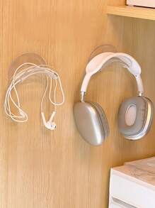 Headphone Hanger Wall Mounted, Hair Band Hair Rope Hat Transparent Bracket, Headphone Hook Under The Table - Can Be Easily And Non-Destructively Installed On The Wall, Desktop Or PC, Wall Storage Rack, Wall Bag Storage Rack, Suitable For Headphones Within 4cm In Width