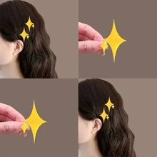 2pcs Y2K Style Cute Geometric Star Shape Plastic Duck-Bill Hair Clips, Suitable For Side And Bangs, High Aesthetic Travel Hair Accessory, Fit For Age 14+ Years, Plastic Material