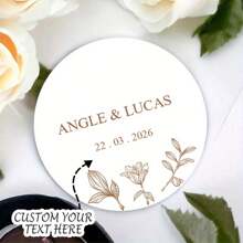 45/90pcs Customizable Wedding Engagement Thank You Gift Tags, Artistic Paper Stickers, Black & White, For Gift Packaging Decor