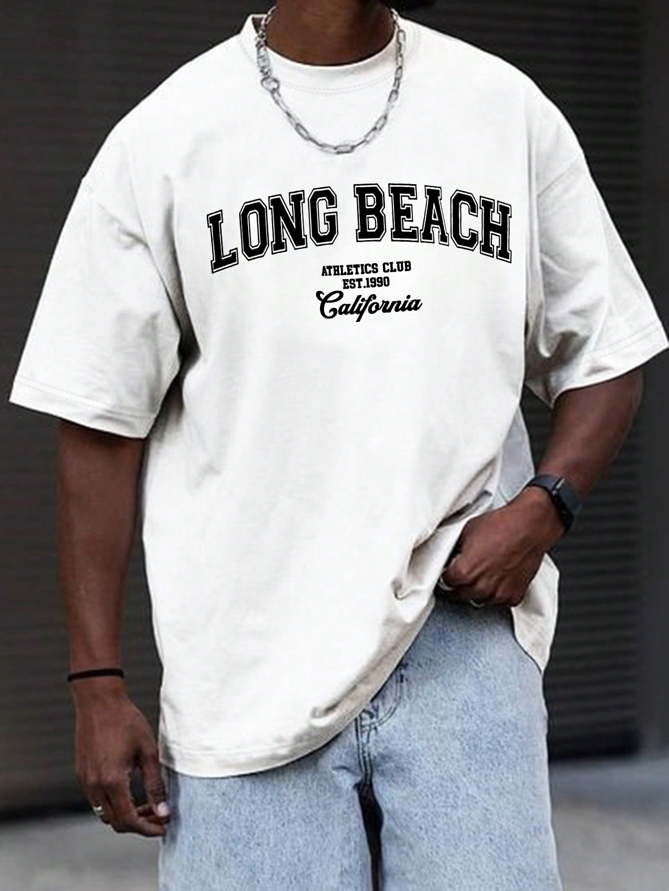 Men's Letter Print Round Neck Loose Casual Short Sleeve T-Shirt