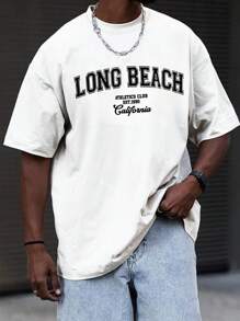 男士字母印花圆领宽松休闲短袖T恤