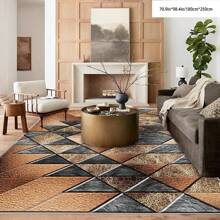 1pc Crystal Velvet Embossed Plaid Area Rug/Doormat - 5mm Thick, Waterproof, Non-Slip, Easy Clean, Machine Washable, Soft & Comfortable, Suitable For Entryway, Kitchen, Living Room, Bedroom, Hallway, Bathroom, Laundry Room - Carpet Decor